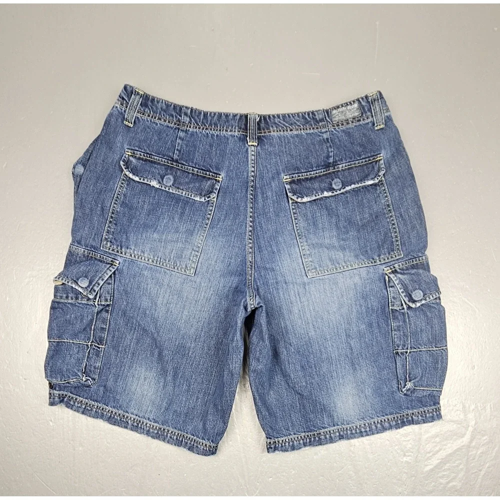 Tommy Hilfiger Jean Shorts Mens 36 Blue Baggy‎ Cargo Distressed Red Label Denim